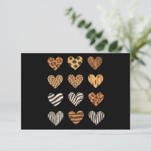 Tarjeta De Agradecimiento Día de San Valentín Corazón Amor Leopardo Lindo 