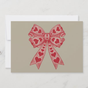 Tarjeta De Agradecimiento Día de San Valentín Corazón Coqueta lazo Retro San