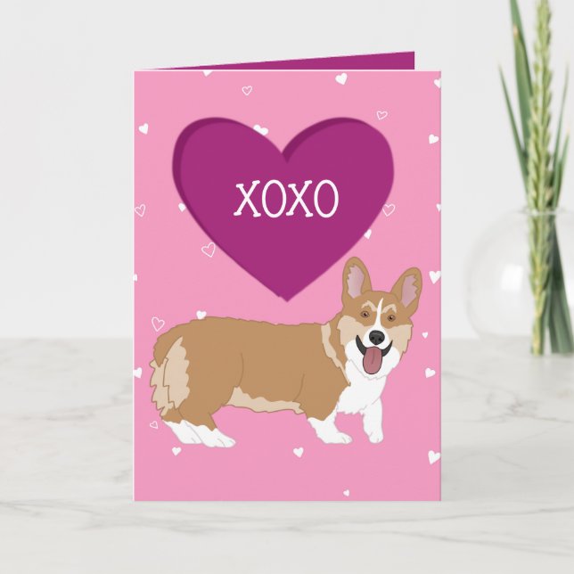 Tarjeta De Agradecimiento Día de San Valentín Corgi XOXO (Anverso)