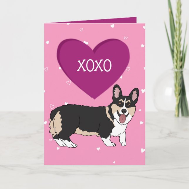 Tarjeta De Agradecimiento Día de San Valentín Corgi XOXO (Anverso)