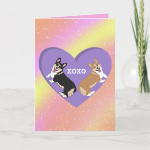 Tarjeta De Agradecimiento Día de San Valentín Corgi XOXO