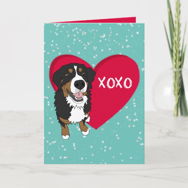 Tarjeta De Agradecimiento Día de San Valentín de Perro de Montaña de Bernese (Anverso)