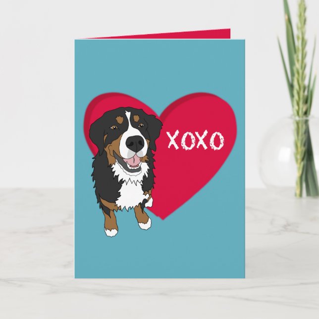 Tarjeta De Agradecimiento Día de San Valentín de Perro de Montaña de Bernese (Anverso)