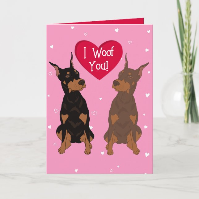 Tarjeta De Agradecimiento Día de San Valentín Doberman Pinscher (Anverso)