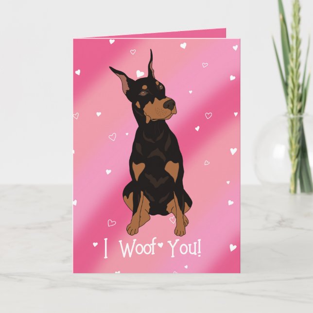 Tarjeta De Agradecimiento Día de San Valentín Doberman Pinscher (Anverso)