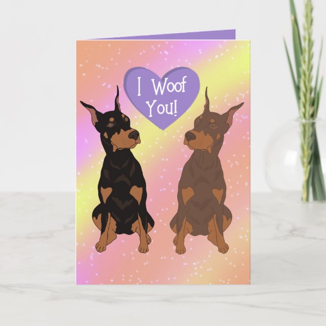 Tarjeta De Agradecimiento Día de San Valentín Doberman Pinscher (Anverso)