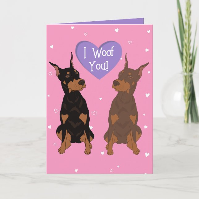 Tarjeta De Agradecimiento Día de San Valentín Doberman Pinscher (Anverso)