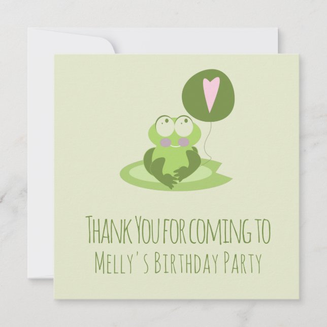 Tarjeta De Agradecimiento Día de San Valentín Frog Birthday Gracias (Anverso)