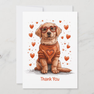 Tarjeta De Agradecimiento Día de San Valentín Perro Retriever Dorado Gracias