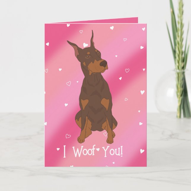 Tarjeta De Agradecimiento Día de San Valentín Red Doberman Pinscher (Anverso)