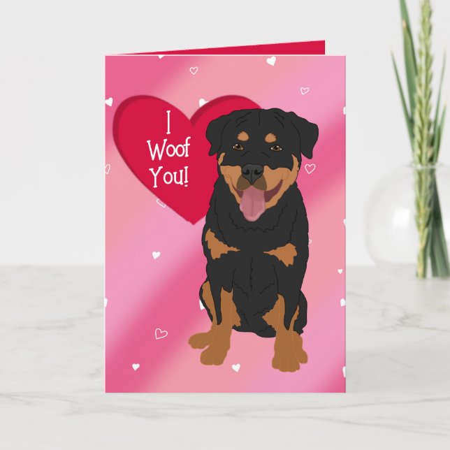 Tarjeta De Agradecimiento Día de San Valentín Rottweiler (Anverso)