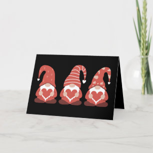 Tarjeta De Agradecimiento Día de San Valentín Tres adorables gnomos sostenie