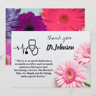 Tarjeta De Agradecimiento Día del Médico Floral de Margarita Rosa Moderna