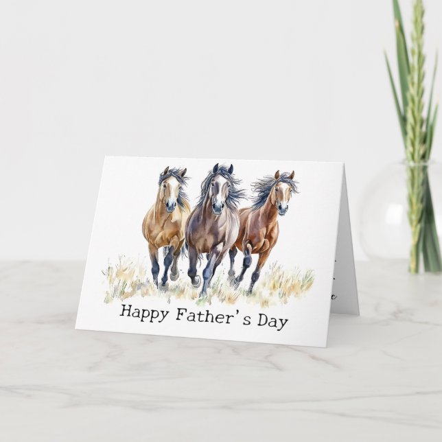 Tarjeta De Agradecimiento Día del Padre de los Caballos de Mustang, salvajes (Anverso)
