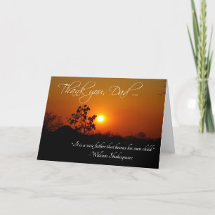 Tarjeta De Agradecimiento Día del Padre Gracias Cita Shakespeare