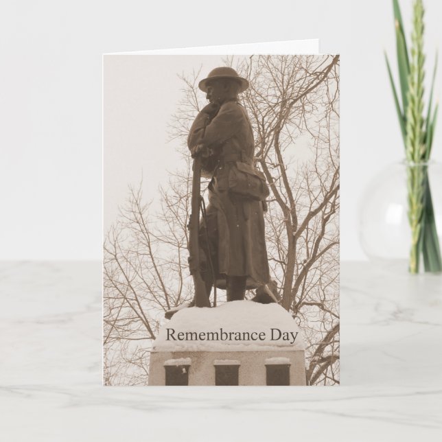 Tarjeta De Agradecimiento Día del Recuerdo - Estatua del soldado/Sepia (Anverso)