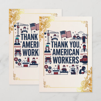 Tarjeta De Agradecimiento Día del Trabajo de los Trabajadores Estadounidense