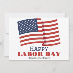 Tarjeta De Agradecimiento Día del Trabajo simple y elegante con bandera de E