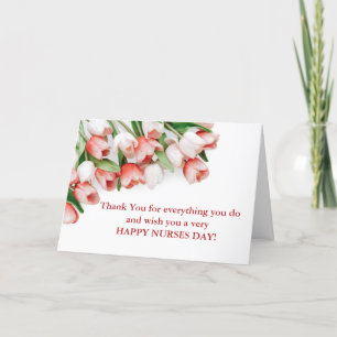 Tarjeta De Agradecimiento Día Feliz de las Enfermeras con Elegantes Tulipane