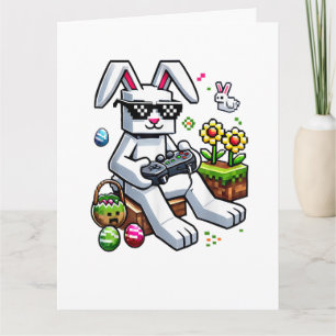 Tarjeta De Agradecimiento Día Feliz de Pascua de Conejo Huevo Videojuego par