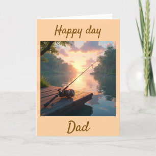 Tarjeta De Agradecimiento Día feliz papá tema de pesca te amamos
