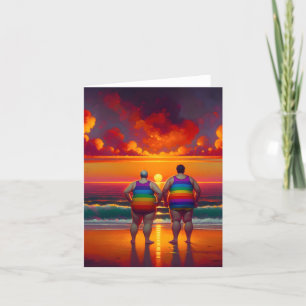 Tarjeta De Agradecimiento día gay LGBTQ en la playa el amor es amor arcoíris