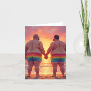 Tarjeta De Agradecimiento día gay lgbtq en la playa el amor es amor arcoíris