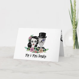 Tarjeta De Agradecimiento Día gótico de las cráneos muertos Novia y Groom