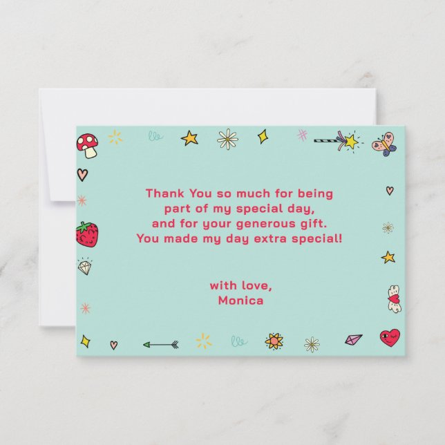 Tarjeta De Agradecimiento Día mágico, lindo unicornio de dibujos animados cu (Anverso)