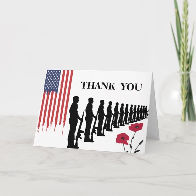 Tarjeta De Agradecimiento Día Patriótico Feliz Veterano (Anverso)