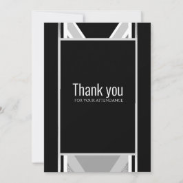 Tarjeta De Agradecimiento Diagonal negro, gris, rayado metálico gracias c