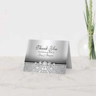 Tarjeta de agradecimiento Diamante Plateado y Negr