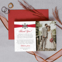 Diamante Snowflake & Red Ribbon Boda de Invierno