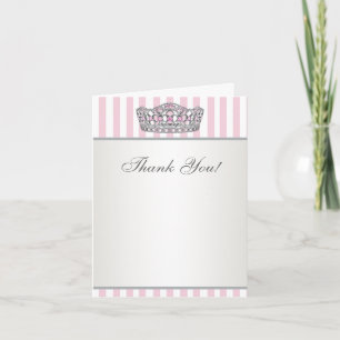 Tarjeta de agradecimiento Diamante Tiara Plata Ros