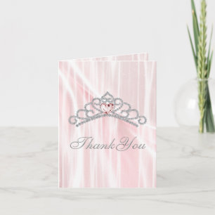 Tarjeta De Agradecimiento Diamante Tiara Rosa Princesa Gracias