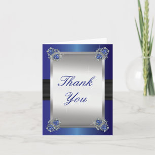 Tarjeta De Agradecimiento Diamantes Elegantes 65 Aniversario Blue Spinel