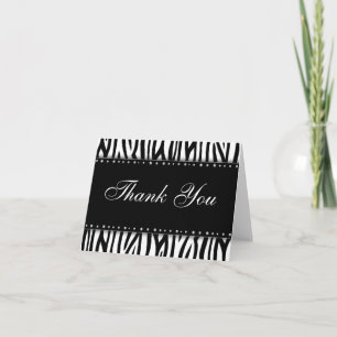 Tarjeta De Agradecimiento Diamantes Impresos de Cebra en Blanco y Negro Grac