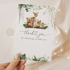 Tarjeta De Agradecimiento Diapé Baby Shower neutro para animales de Woodland