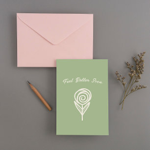 Tarjeta De Agradecimiento Dibujado a mano, rosa de línea - Mejora pronto