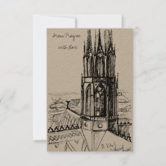 Tarjeta De Agradecimiento Dibujo a mano alzada desde Praga con amor