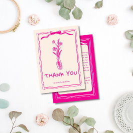 Tarjeta De Agradecimiento Dibujo a mano garabato cinta rosa retro baby showe