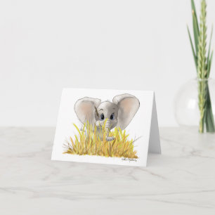 Tarjeta De Agradecimiento Dibujo animado de elefante bebé dulce