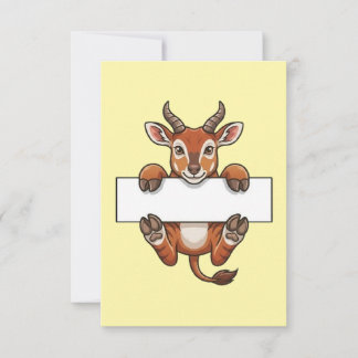 Tarjeta De Agradecimiento Dibujo animado de gacela linda sosteniendo una señ