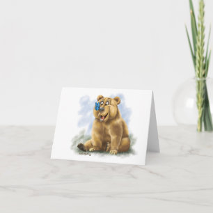 Tarjeta De Agradecimiento Dibujo animado de mariposa y oso