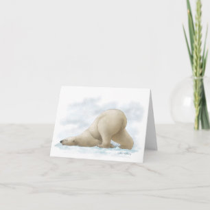 Tarjeta De Agradecimiento Dibujo animado de oso polar lindo en la nieve