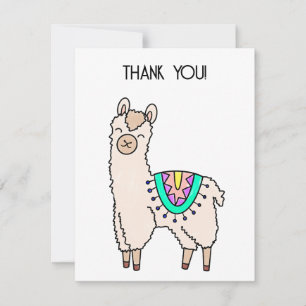 Tarjeta De Agradecimiento dibujo de animales personalizados de llama feliz s