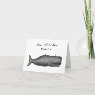 Tarjeta De Agradecimiento Dibujo de ballena vintage del siglo XIX N