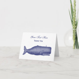 Tarjeta De Agradecimiento Dibujo de ballena vintage del siglo XIX N