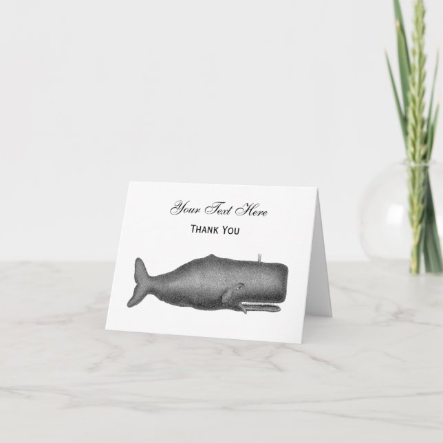 Tarjeta De Agradecimiento Dibujo de ballenas del siglo XIX N (Anverso)