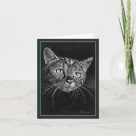 Tarjeta De Agradecimiento Dibujo de cara de gato de Mark Edward Westerfield